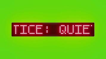 NOTICE QUIET ZONE MAINTAIN SILENCE Scrolling Red Dot Matrix LED Text Animation on Green Screen Seamless Loop video