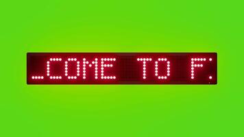 Bienvenido a Fiji desplazamiento rojo punto matriz LED texto animación en verde pantalla sin costura lazo video