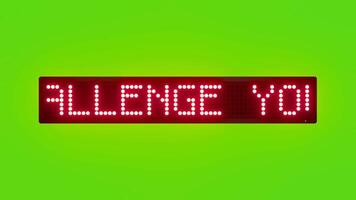 utmaning själv till vara bättre dagligen öppet för företag i dag rullning röd punkt matris led text animering på grön skärm sömlös slinga video