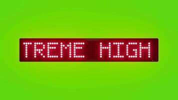 EXTREME HIGH VOLTAGE 66 KV Scrolling Red Dot Matrix LED Text Animation on Green Screen Seamless Loop video
