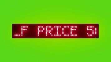 HALF PRICE 50 Percent DISCOUNT STOREWIDE Scrolling Red Dot Matrix LED Text Animation on Green Screen Seamless Loop video