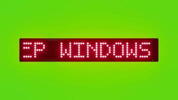 KEEP WINDOWS AND DOORS SECURED Scrolling Red Dot Matrix LED Text Animation on Green Screen Seamless Loop video