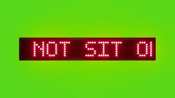 DO NOT SIT ON ESCALATOR STEPS Scrolling Red Dot Matrix LED Text Animation on Green Screen Seamless Loop video