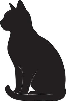 Cat Silhouette A sleek, minimalist depiction of a poised feline, perfect for adding a touch of elegance and charm to any design. vector
