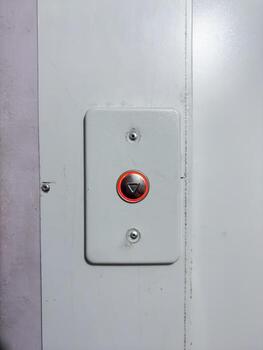 Elevator call button, new button in old house, silver button with backlight photo