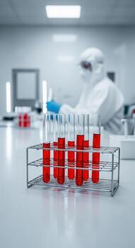 Virus and diseases, epidemic, isolation, injections, gloves, injections, masks, coronavirus in lab photo