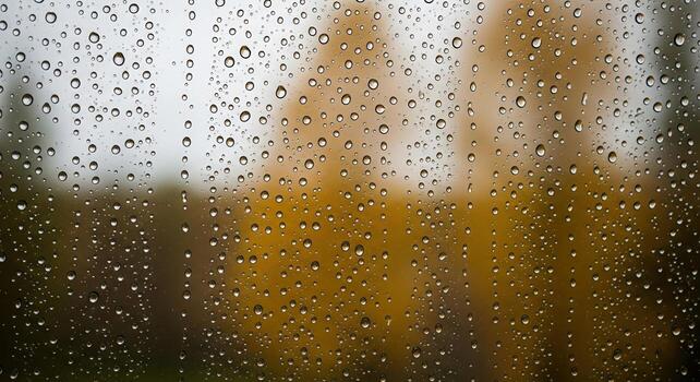 Raindrops on a window autumn or spring, fall, rain photo