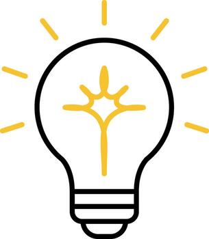 bombilla idea icono con amarillo resplandor y Chispa - chispear vector