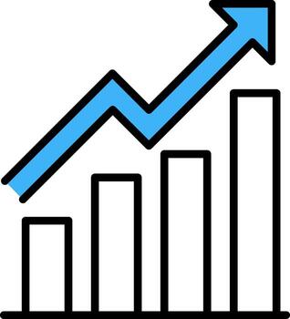 Productivity progress graph icon with arrow up vector