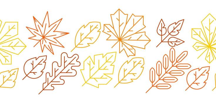 Pattern with line autumn leaves. Background with various foliage. vector