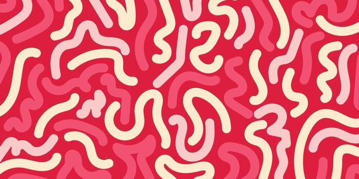 dinámica resumen antecedentes con un sin costura modelo de redondeado, fluido serpenteante líneas en un retro rosado y rojo color paleta vector