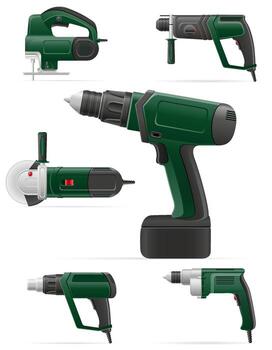 Various power tools for home improvement vector