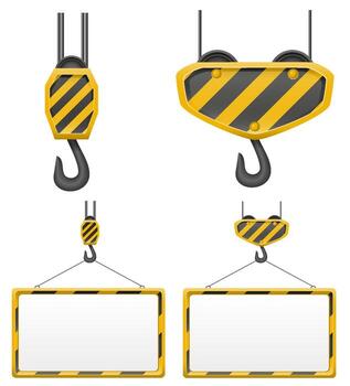 Yellow and black crane hooks and pulleys vector