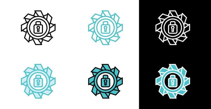 Gear cogwheel with padlock icon for system security in line and fill style vector