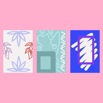 Modern Abstract Background Set with Geometric Shapes and Minimal Floral Elements vector