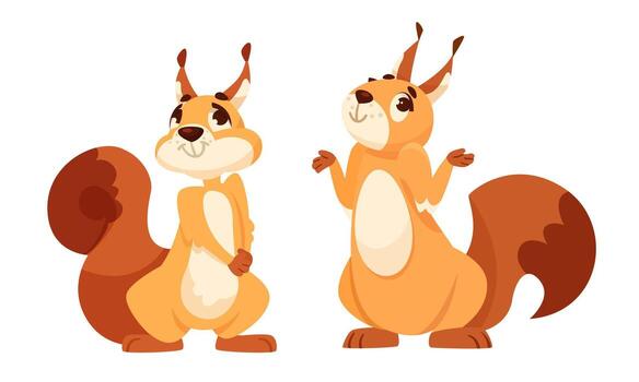 A delightful and charming Cartoon Squirrel Character Design specifically tailored for children vector