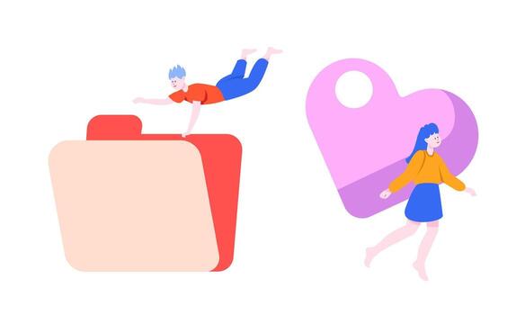Creative Illustrations That Represent File Management Together with Personal Connection vector