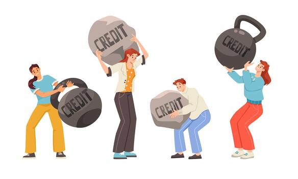 People lifting weights labeled credit vector
