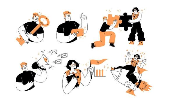 Diverse Characters Engaging in a Variety of Modern Activities to Promote Inclusion and Collaboration vector