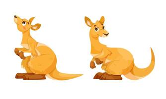 alegre canguro personaje y australiano marsupial animal conjunto vector