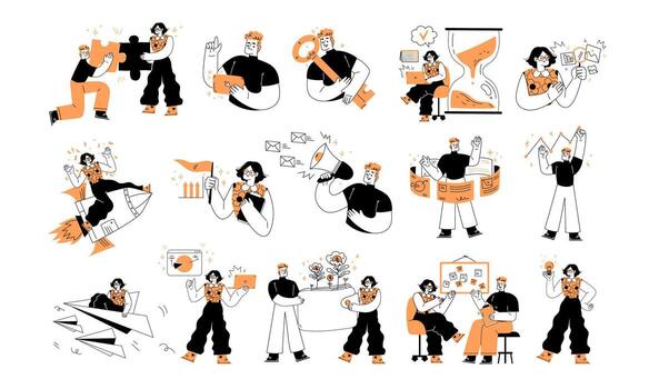 Animated illustrations for creative tasks vector