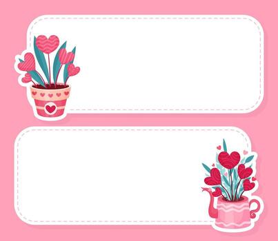 Valentines Day Empty Note Card with Symbol and Attribute with Heart Template vector