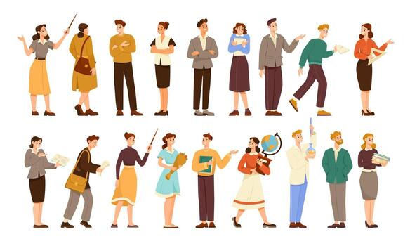 Diverse characters showcasing various professions vector