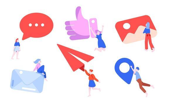 Social media interaction icons and graphics vector