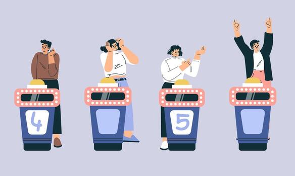 Contestants at a quiz game show vector