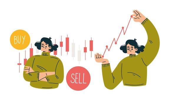 Trading illustration of buy and sell vector