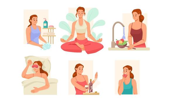 Self-care and wellness activities illustration vector