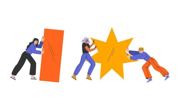 colaborativo trabajo en equipo en acción atractivo creativo diseño elementos para todas a disfrutar vector