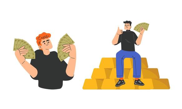 Illustrations Representing Wealth and Prosperity in Various Forms and Dimensions vector