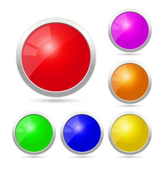 Collection of Glossy Round Buttons in Various Colors vector