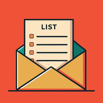 Inbox mail with checklist sheet. Flat illustration vector