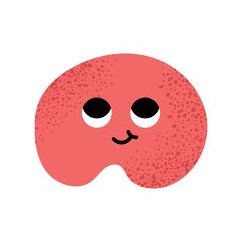 Cute red abstract shape with big eyes and smiling face. Funny creative character illustration isolated on white background. vector