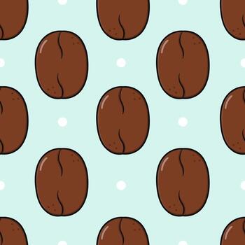 Coffee bean pattern on a light blue background vector