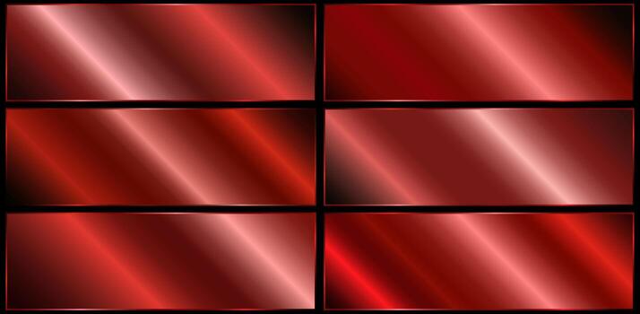 Set of metal gradients in red colors vector