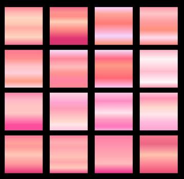 set of pink shiny metallic gradients. Metallic gradient effects for designing texts and bulletin boards, infographics. Metallic flag. vector