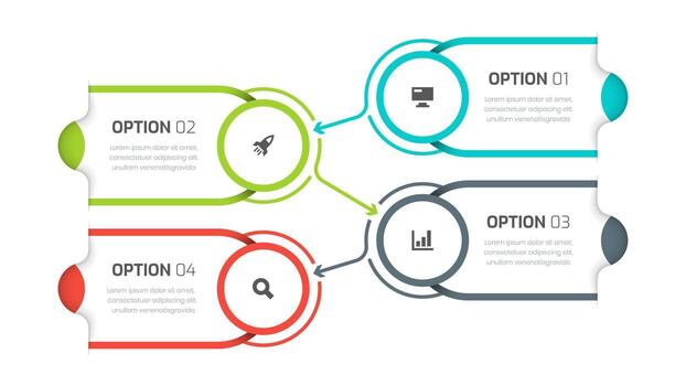 Business infographic template with Circle, Line, 4 options and icon for presentation vector