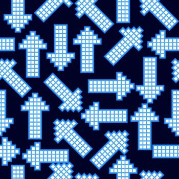 azul digital píxel flecha sin costura modelo antecedentes vector