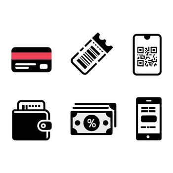 digital billetera y en línea dinero transferir íconos con móvil pago diseño vector