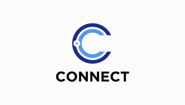 Abstract Initial Letter C Connecting People Logo. Colorful Geometric Shape isolated on White Background. Flat Logo Design Template Element. vector