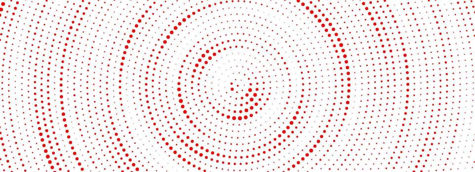Red halftone concentric background. Dotted radial gradient texture. Red ripple sonic wave wallpaper. Rasterized rough circle backdrop for epicenter, target, radar signal, vibration, aftershock vector