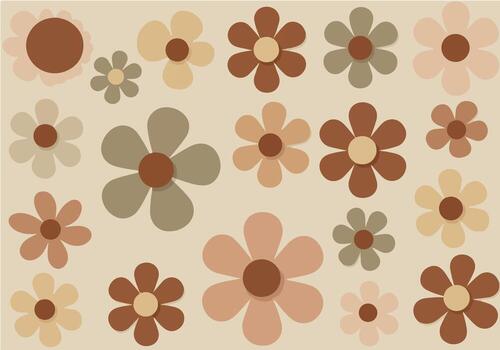 Retro Daisy Flower Pattern Background Design. vector