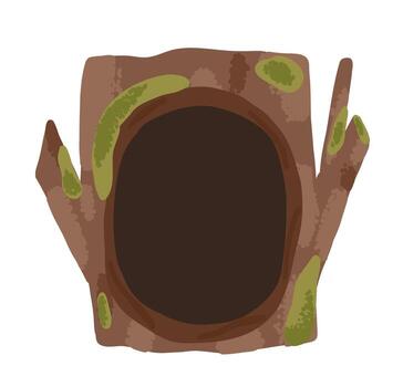 vacío agujero en bosque árbol dibujado en plano estilo vector