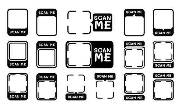 Collection of Scan Me QR Code frames and templates for digital marketing and user engagement applications vector
