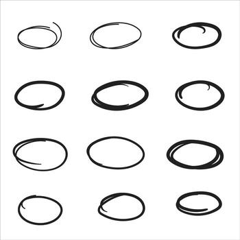 mano dibujado Escribiendo círculos para destacando texto vector