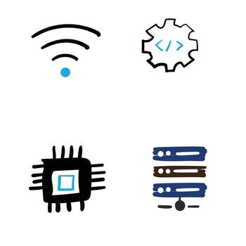 mano dibujado tecnología íconos para web y aplicación vector