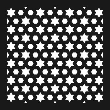 Mashrabiya arabic window frame cnc router template. Arabesque grill pattern. Islamic geometry made of star and hexagon shape. Decorative lattice background vector